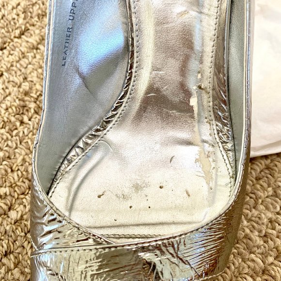 J. Crew RARE Colette Mirror Platform Metallic Silver Slingback Pumps - Picture 11 of 16